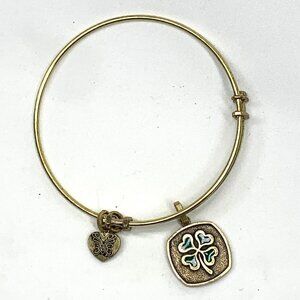 Alex and Ani Four Leaf Clover Charm Bracelet Gold Finish - Expands 2"- 3.5